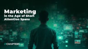 marketing in the age of short attention spans text next to a person watching several digital screens at the same time