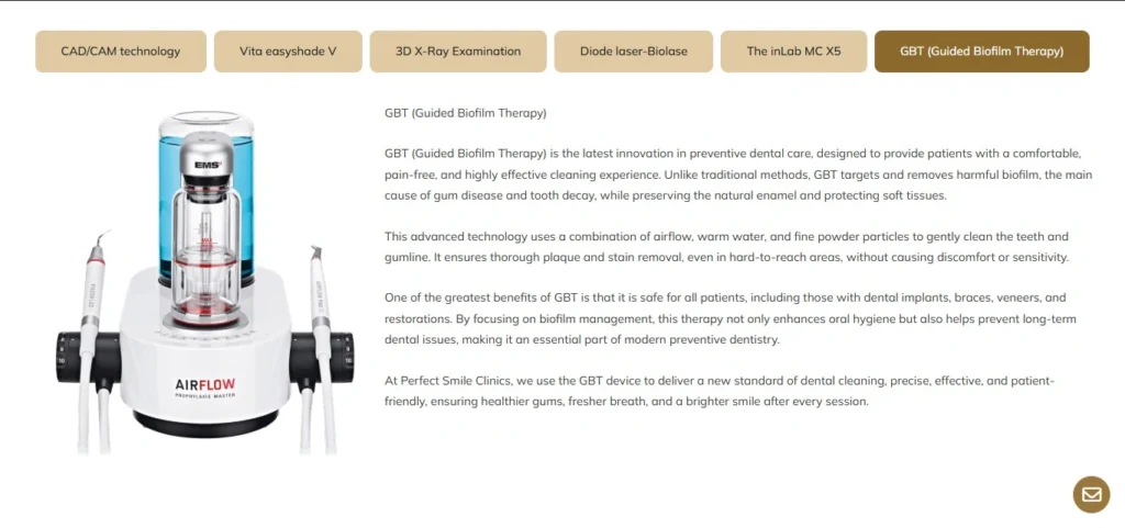 Chapters Digital Solutions Medical Website Development Case Study Screenshot for Perfect Smile