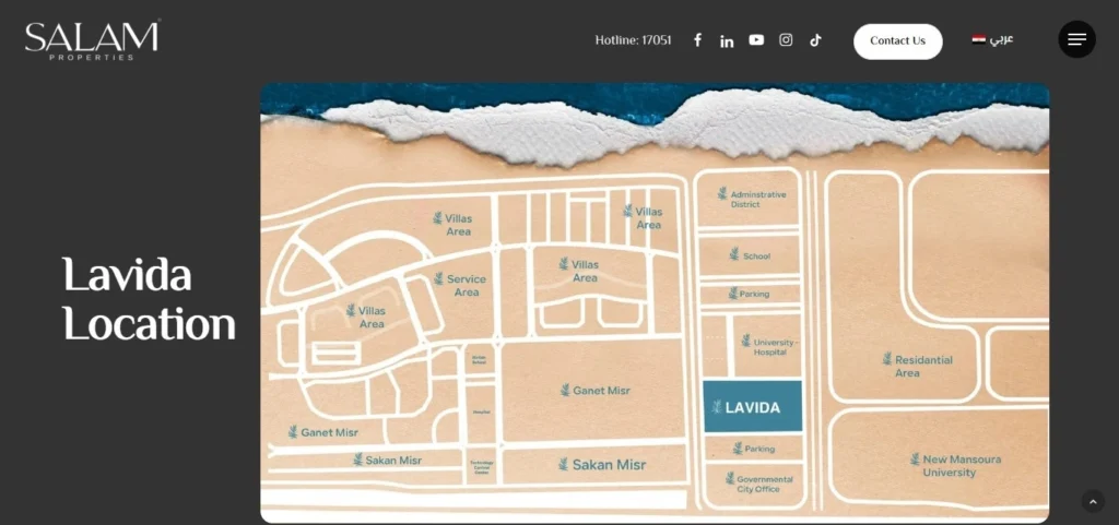 Salam Developments Website Development Case Study Lavida Page page location section Screenshot